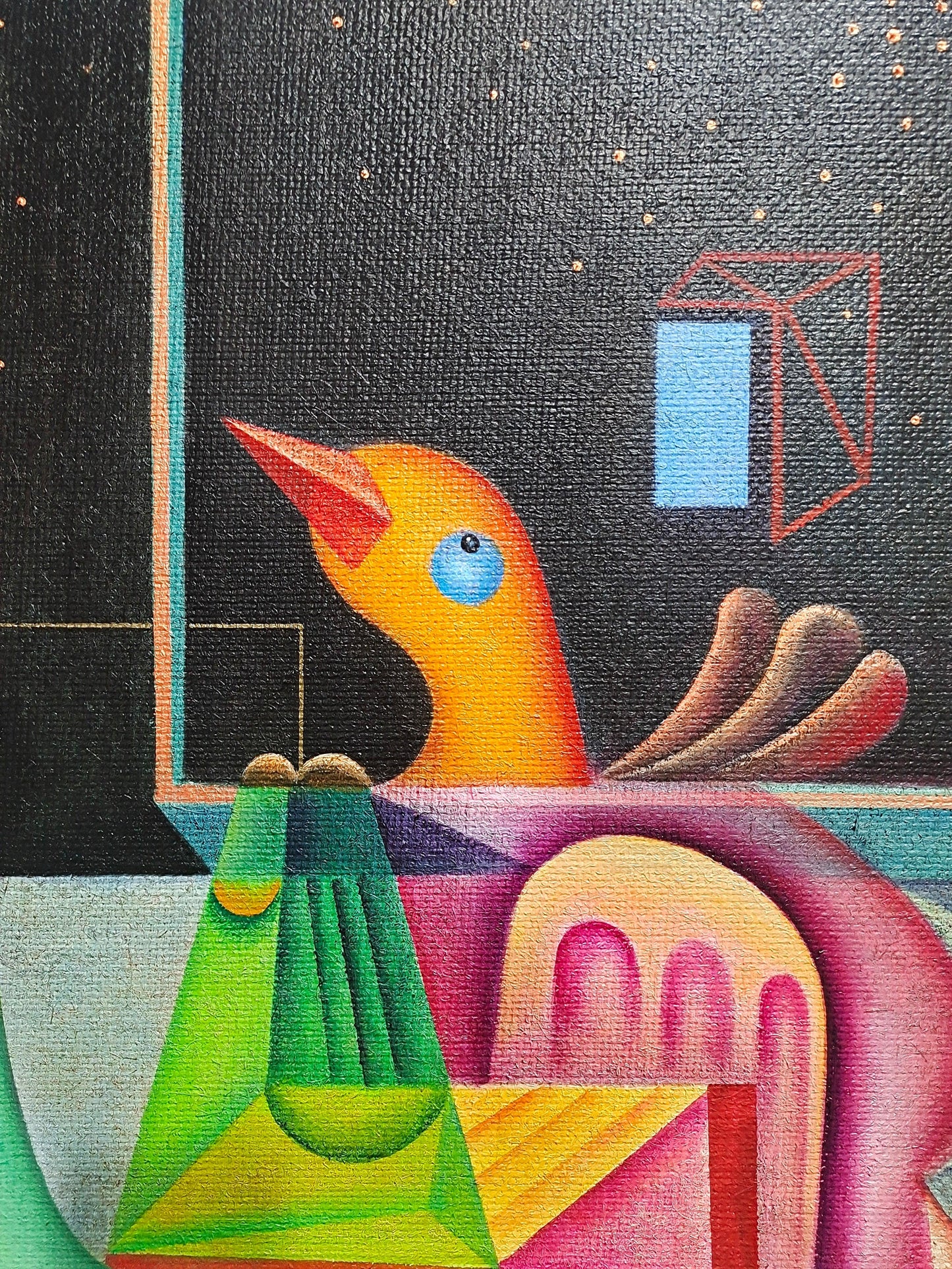 The Watchful Bird and the Geometric Garden - Canvista